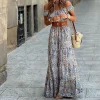 Off Shoulder Floral Bohemian Sundress with Belt