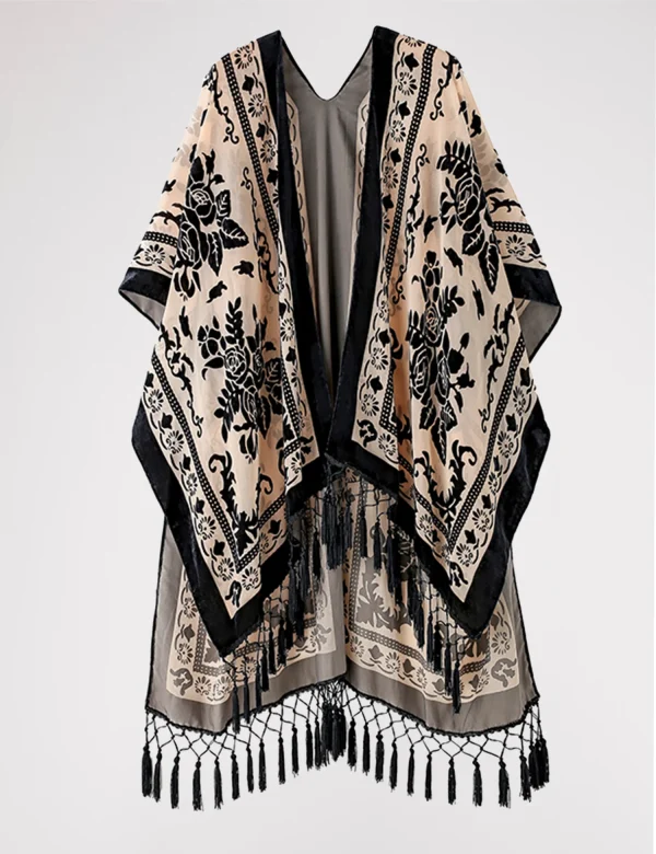 Bohemian kimono long cardigan with tassels